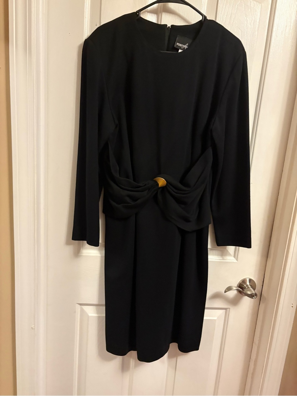 Positive Attitude Black Long-Sleeve Dress with Gold Accent